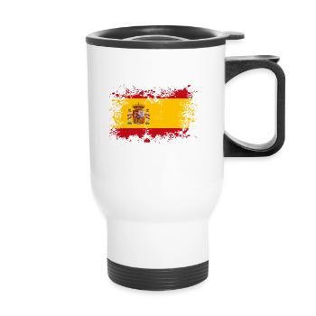 Spain flag stains blot gift idea - Thermal mug with handle - white - Front
