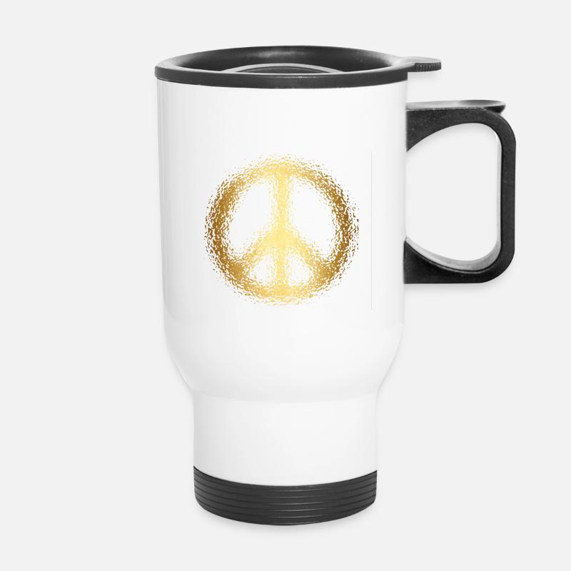 peace-Zeichen gold - Thermobecher mit Tragegriff - Weiß