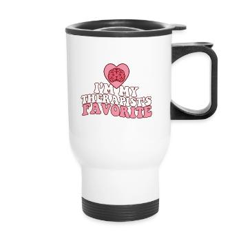 I'm My Therapist's Favorite Psychologist Joke - Thermal mug with handle - white - Front