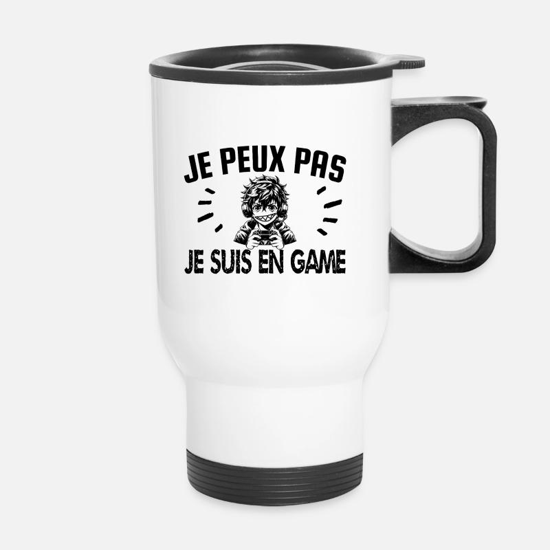 je peux pas je suis en game - Tasse isotherme avec poignée - blanc
