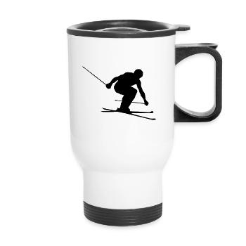 Skiing, skiing, skiing, skiing - Thermal mug with handle - white - Front