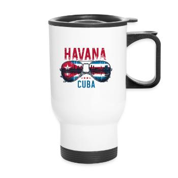 Havana Cuba Lunettes de soleil Design - Tasse isotherme avec poignée - blanc - Devant