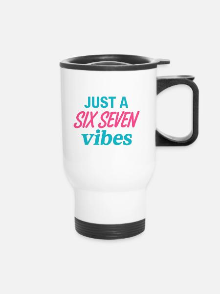 Just a Six Seven Vibes Neon - Thermobecher mit Tragegriff - Weiß