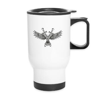 Viking Rabe Odin Hugin Munin épées pierre - Tasse isotherme avec poignée - blanc - Devant