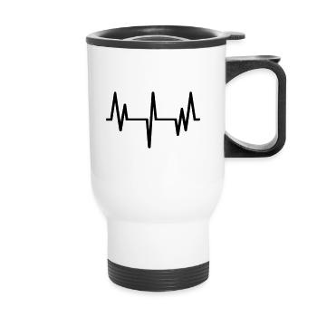 Pulse, heartbeat - Thermal mug with handle - white - Front