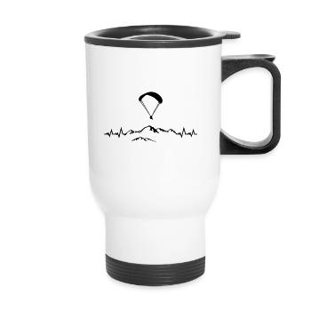 Paragliding, Paragliding, Mountains & Pulse Heartbeat - Thermal mug with handle - white - Front