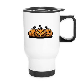 Kürbis Halloween - Thermobecher mit Tragegriff - Weiß - Vorne