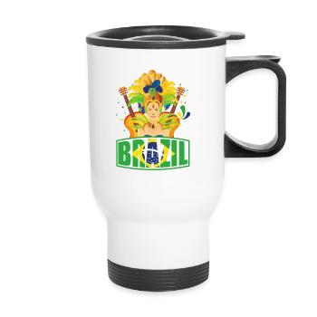 Brazil Brasil Brazilian flag music - Thermal mug with handle - white - Front