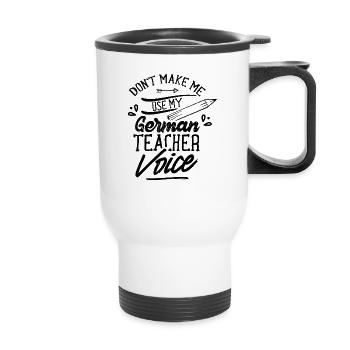 German teacher Voice German course German teacher - Thermal mug with handle - white - Front