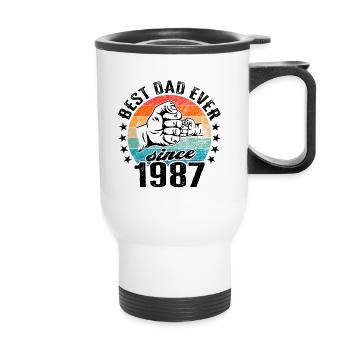 Bester Papa der Welt seit 1987 Vatertag - Thermobecher mit Tragegriff - Weiß - Vorne