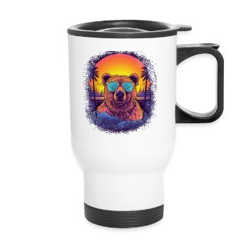 bear grumbler birthday funny sayings mammal gift - Thermobecher mit Tragegriff - Weiß - Vorne