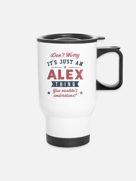 Es ist eine Alex-Sache - Thermobecher mit Tragegriff - Weiß