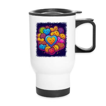 Pâtisserie Cadeau Blague Drôle Chef Design Tshirts Heureux - Tasse isotherme avec poignée - blanc - Devant