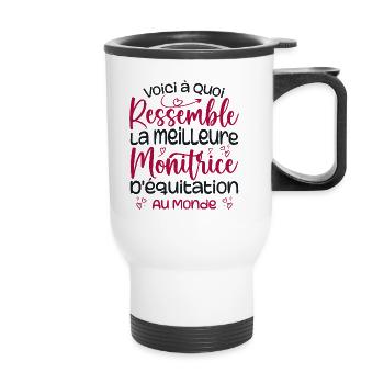 La Meilleure Monitrice D'équitation Au Monde - Tasse isotherme avec poignée - blanc - Devant