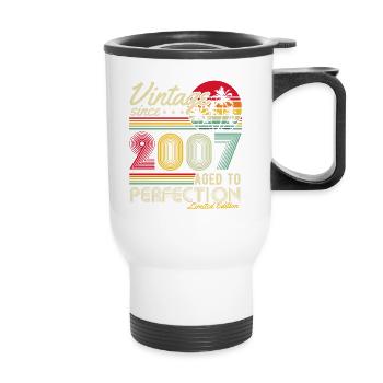 Millésime 2007 Cadeau d’anniversaire Rétro - Tasse isotherme avec poignée - blanc - Devant
