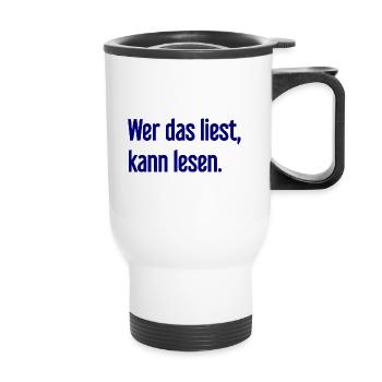 If you read this, you can read. - Thermal mug with handle - white - Front