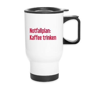 Kaffee-Notfallplan - Thermobecher mit Tragegriff - Weiß - Vorne