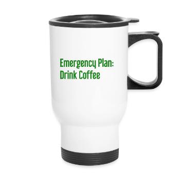 Kaffee-Notfallplan - Thermobecher mit Tragegriff - Weiß - Vorne