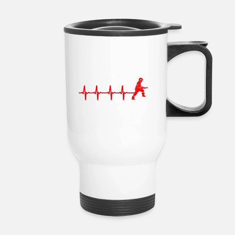 heartbeat firefighter Shirt - Thermal mug with handle - white