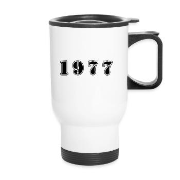 1977 Jahr Geburtstag - Thermobecher mit Tragegriff - Weiß - Vorne