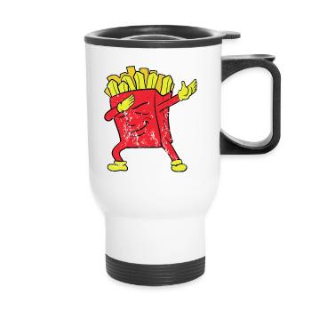 Retro Vintage Grunge Dabbing Dab French Frieze - Thermal mug with handle - white - Front