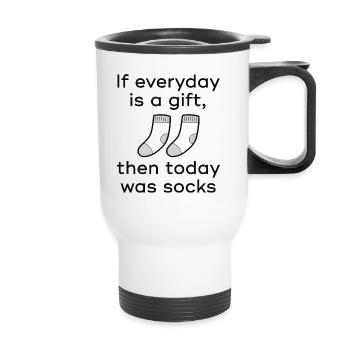 Today Was Socks - Thermal mug with handle - white - Front
