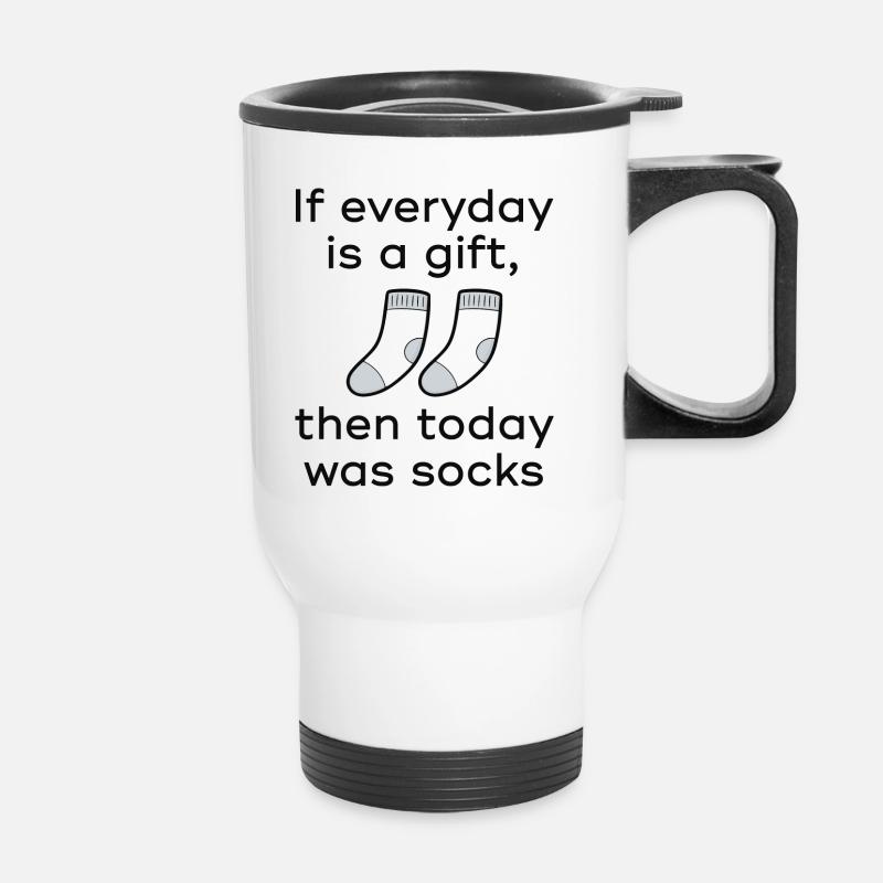 Aujourd’hui, c’était chaussettes - Tasse isotherme avec poignée - blanc