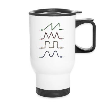 Synthesizer Waveform Klinkenkabel - Thermobecher mit Tragegriff - Weiß - Vorne