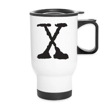 X - Thermal mug with handle - white - Front