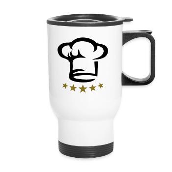 Cinq étoiles chef, cuisine, restaurant, Chapeau - Tasse isotherme avec poignée - blanc - Devant