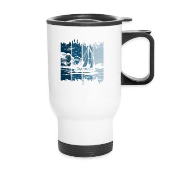 Voile sur la couleur - Tasse isotherme avec poignée - blanc - Devant