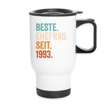 Beste Ehefrau Seit 1993 28. Hochzeitstag 28 Jahre - Thermobecher mit Tragegriff - Weiß - Vorne