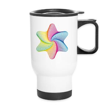 Étoile - illusion, multicolore - Tasse isotherme avec poignée - blanc - Devant