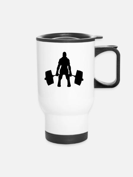 BODYBUILDER LOGO - Thermobecher mit Tragegriff - Weiß