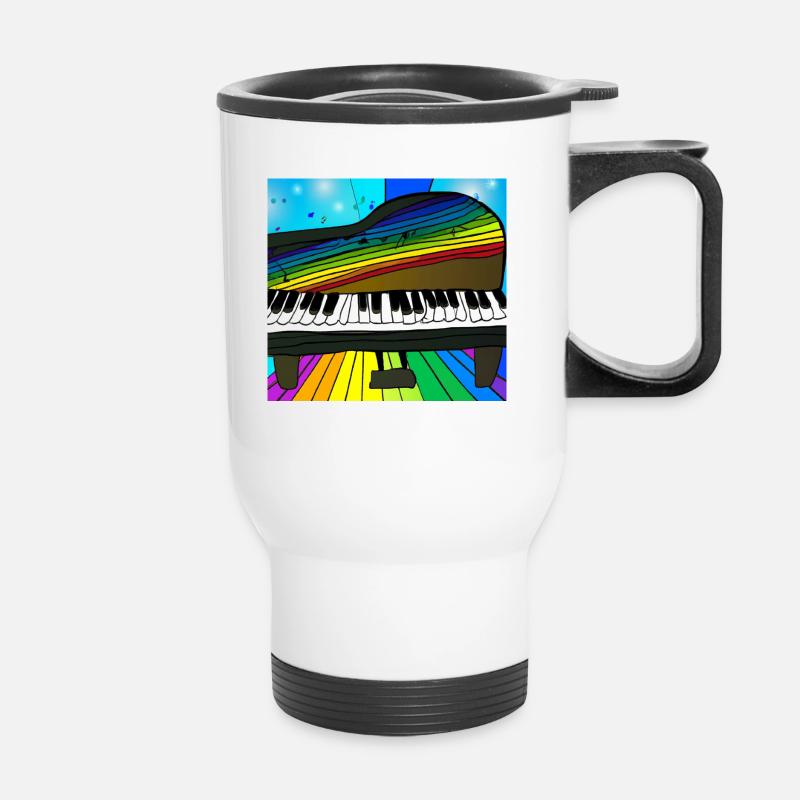 Piano on rainbow - Thermal mug with handle - white