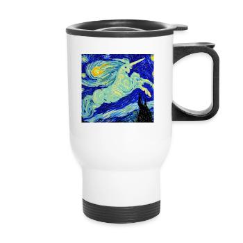 Einhorn Kunstwerk - Thermobecher mit Tragegriff - Weiß - Vorne
