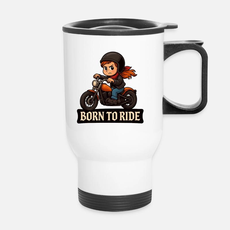 Biker Girl – Born to Ride - Thermal mug with handle - white