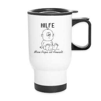 Hilfe Baby Anwalt - Thermobecher mit Tragegriff - Weiß - Vorne