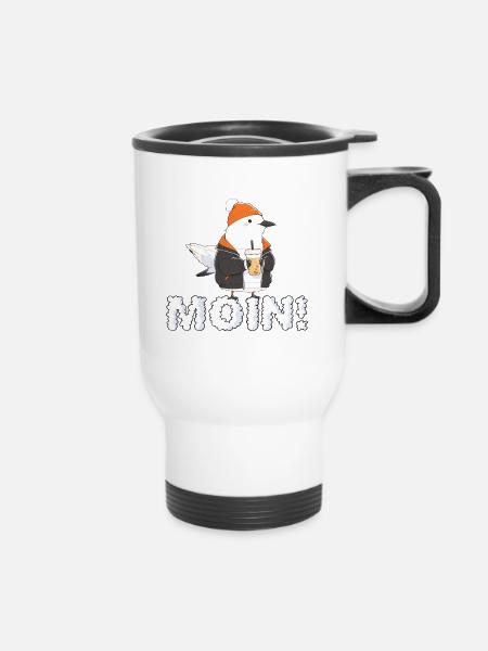 Moin Moin Möwe! - Thermobecher mit Tragegriff - Weiß