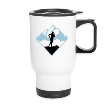 Course de trail, coureur, course - Tasse isotherme avec poignée - blanc - Devant