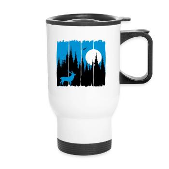 Deer in front of the moon / sun forest dwellers forest roebuck - Thermal mug with handle - white - Front