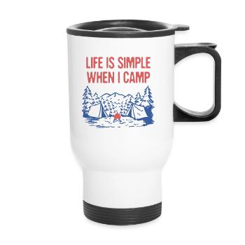 Life is Simple When I Camp Summer Camping - Thermobecher mit Tragegriff - Weiß - Vorne
