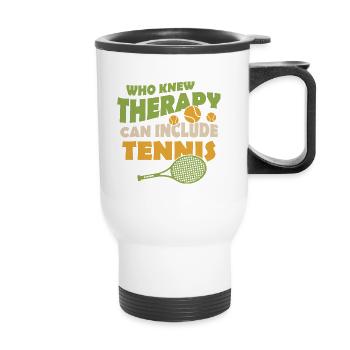 Thérapie tennis drôle de dicton - Tasse isotherme avec poignée - blanc - Devant
