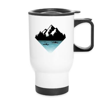 Kayakers, Forrest and Mountains - Canoeing - Thermal mug with handle - white - Front
