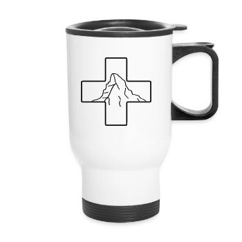 Cervin Croix | Suisse | Extérieur | Sport - Tasse isotherme avec poignée - blanc - Devant
