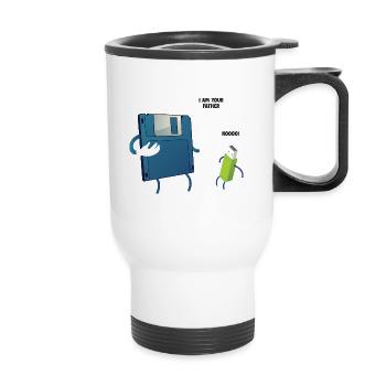 Father _ Son Floppy Disk ... Programmierer & Nerd - Thermobecher mit Tragegriff - Weiß - Vorne
