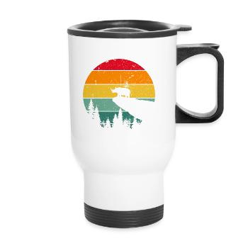 Vintage Rétro Rhinocéros Afrique Safari Animaux Cadeau - Tasse isotherme avec poignée - blanc - Devant