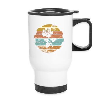 Rose - Tasse isotherme avec poignée - blanc - Devant