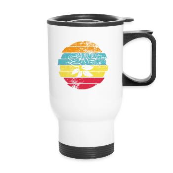 Rose - Tasse isotherme avec poignée - blanc - Devant