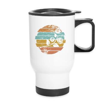 Rose - Tasse isotherme avec poignée - blanc - Devant